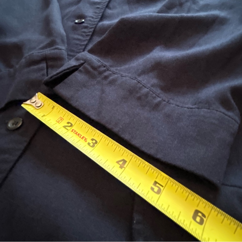 Talbots Navy Linen Blend Blazer Jacket Collared Button Down Shacket Size 14 - Picture 10 of 11